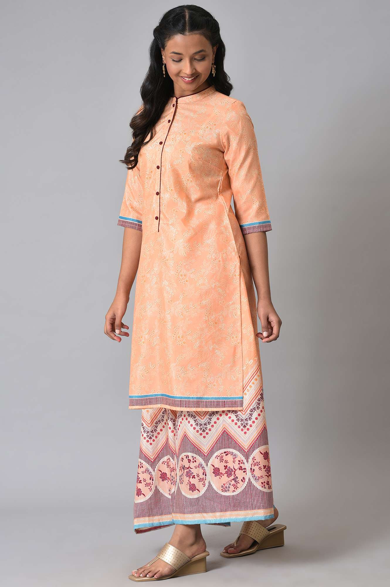 Peach Printed Summer kurta Set