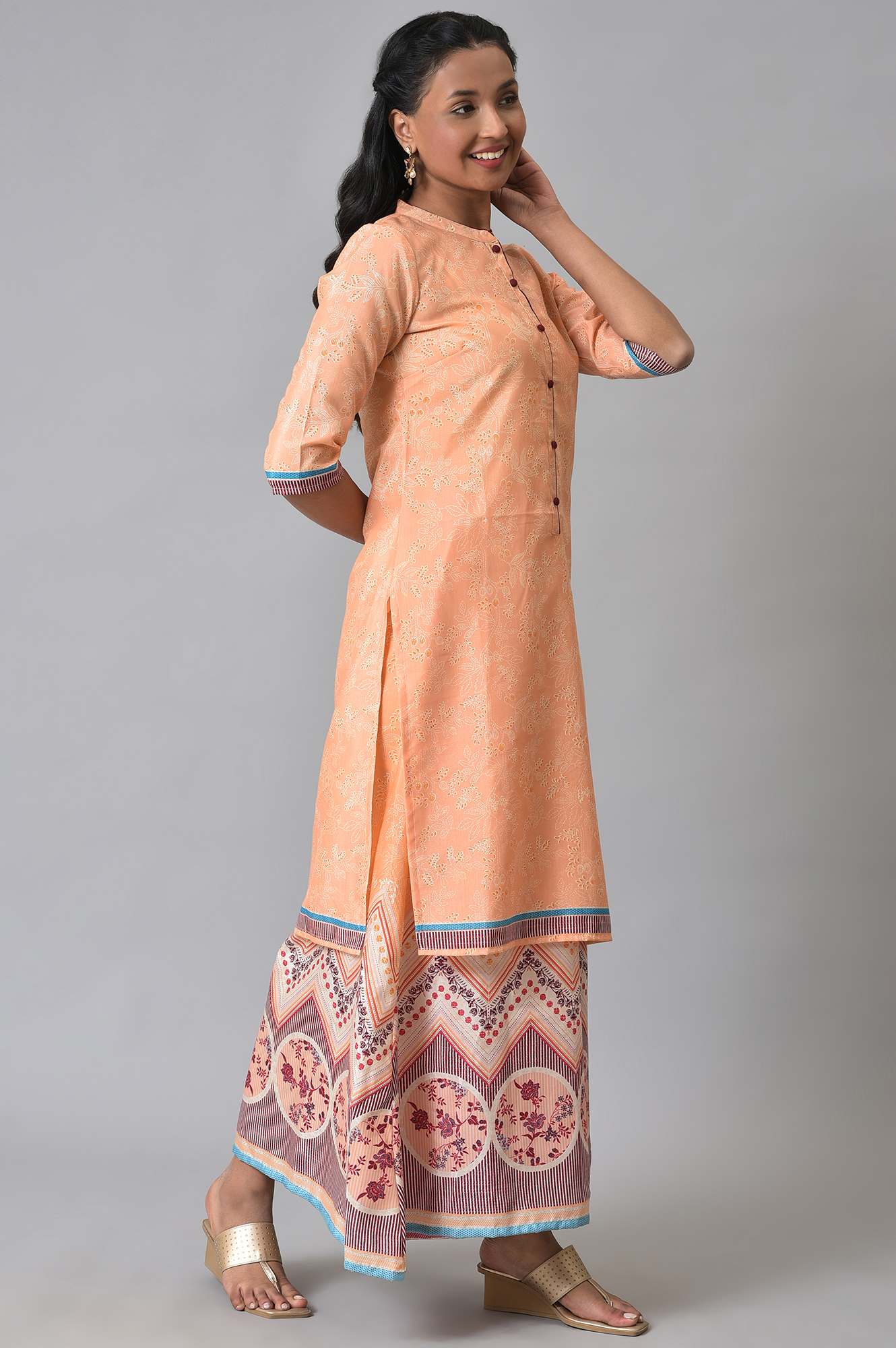 Peach Printed Summer kurta Set