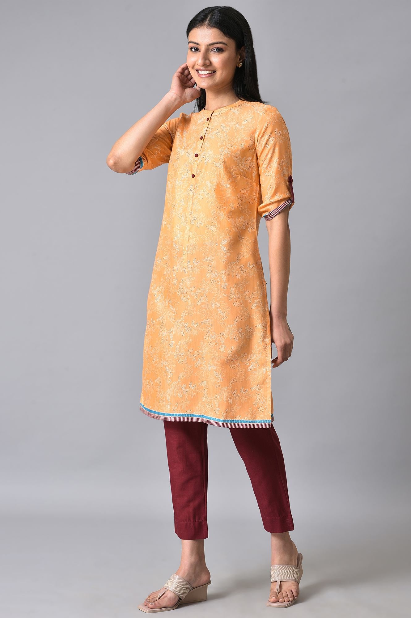 Peach Printed Summer kurta Set