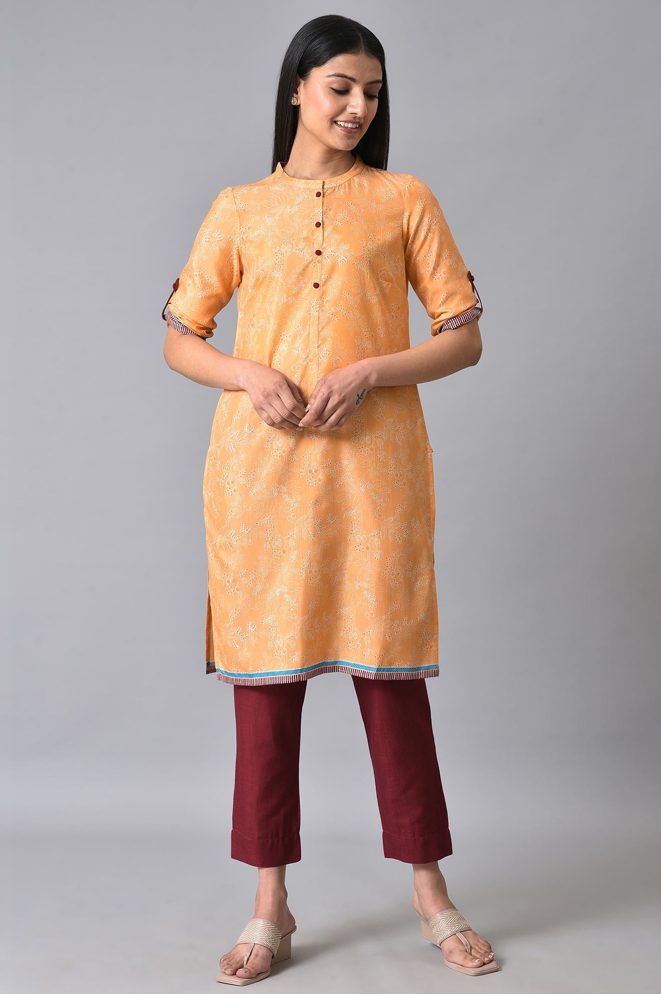 Peach Printed Summer kurta Set