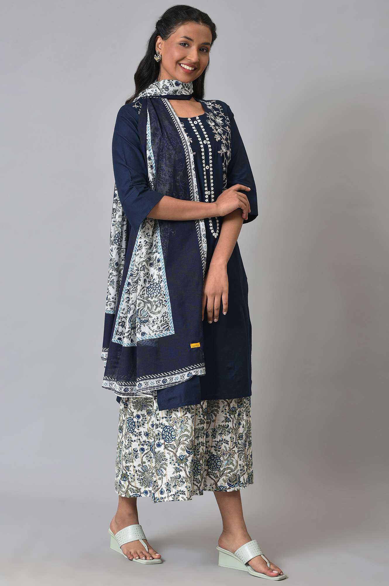 Blue Embroidered Summer kurta Set