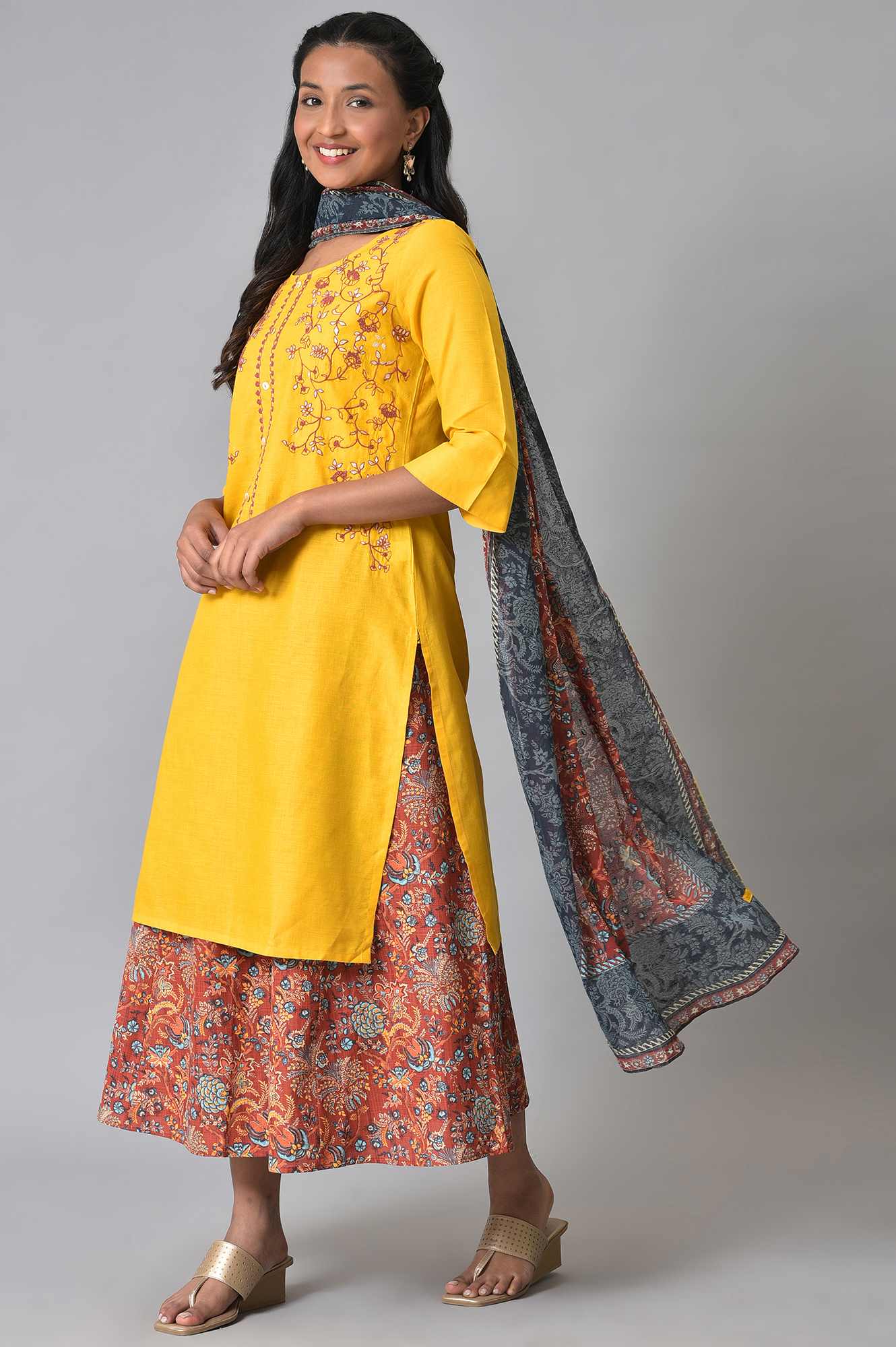 Yellow Embroidered Summer kurta Set