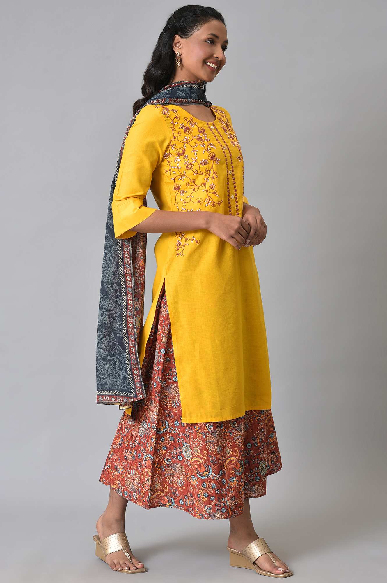 Yellow Embroidered Summer kurta Set