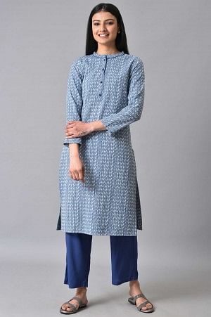 Blue Printed Casual kurta Set