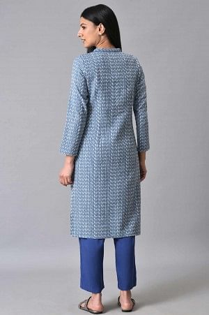 Blue Printed Casual kurta Set