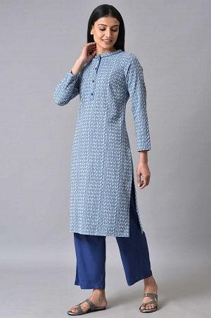 Blue Printed Casual kurta Set