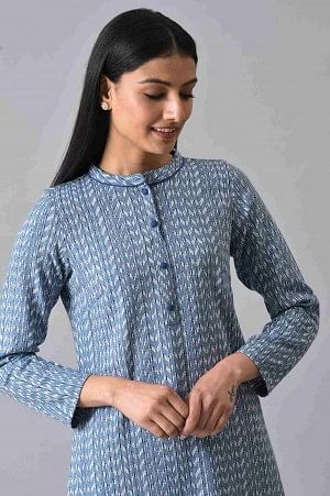 Blue Printed Casual kurta Set