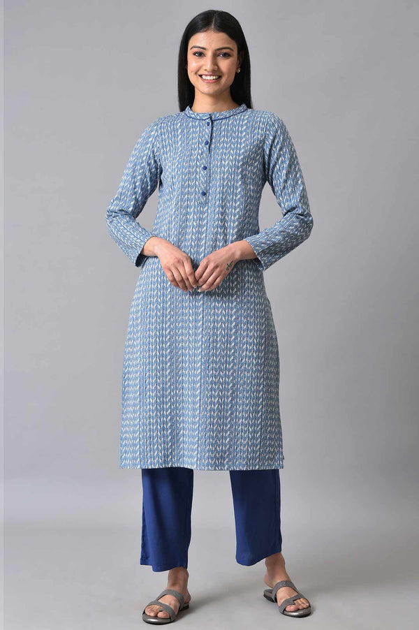 Blue Printed Casual kurta Set