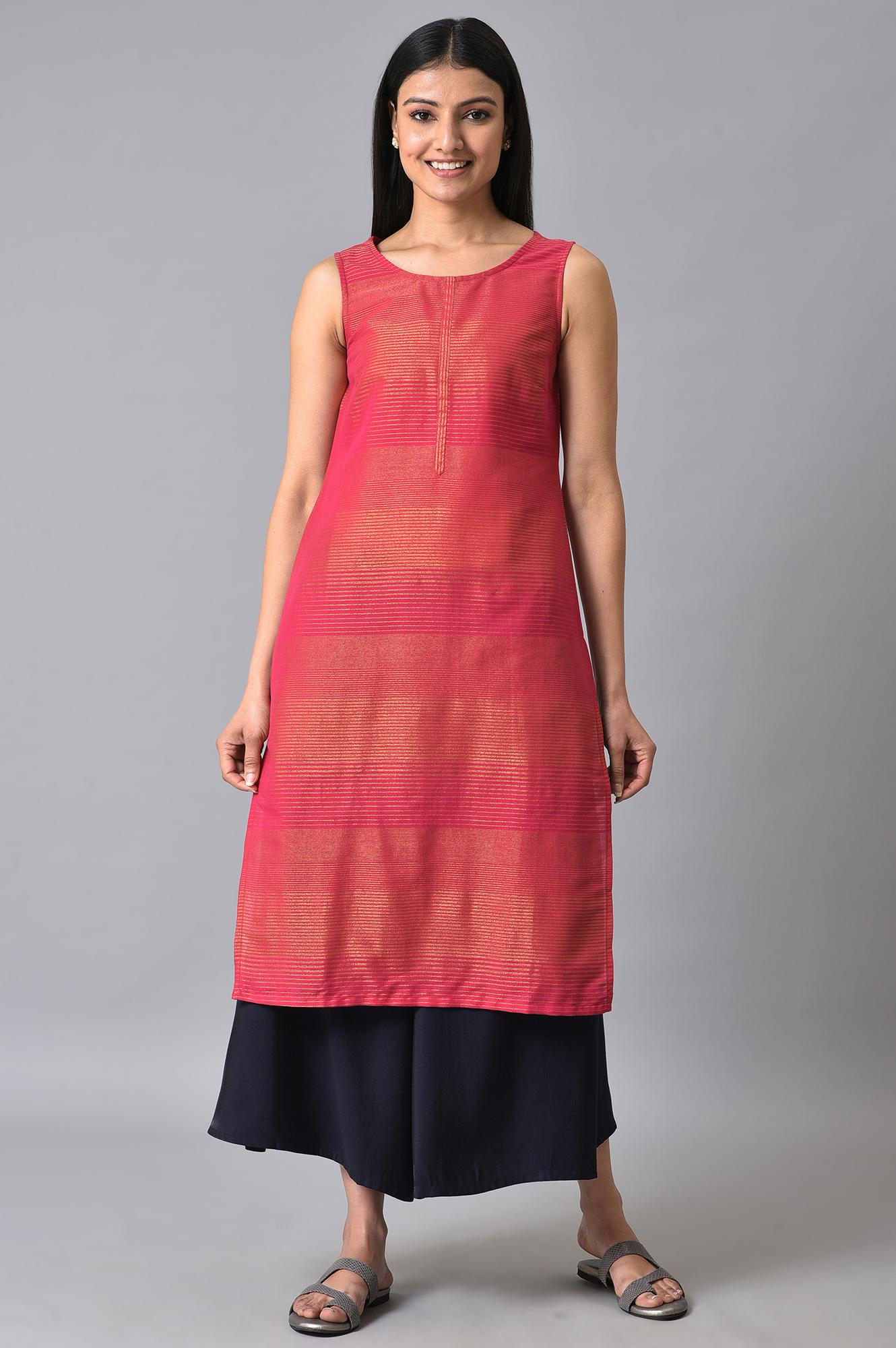 Pink Light Festive Sleeveless Kurta