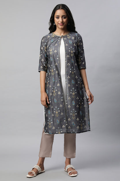 Grey Chanderi Giler &amp; kurta Set