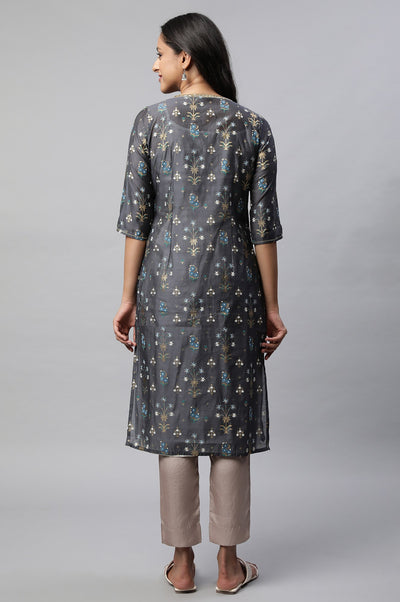 Grey Chanderi Giler & kurta Set