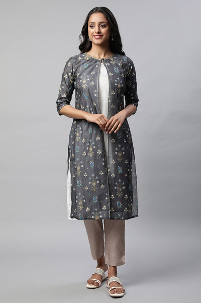 Grey Chanderi Giler & kurta Set