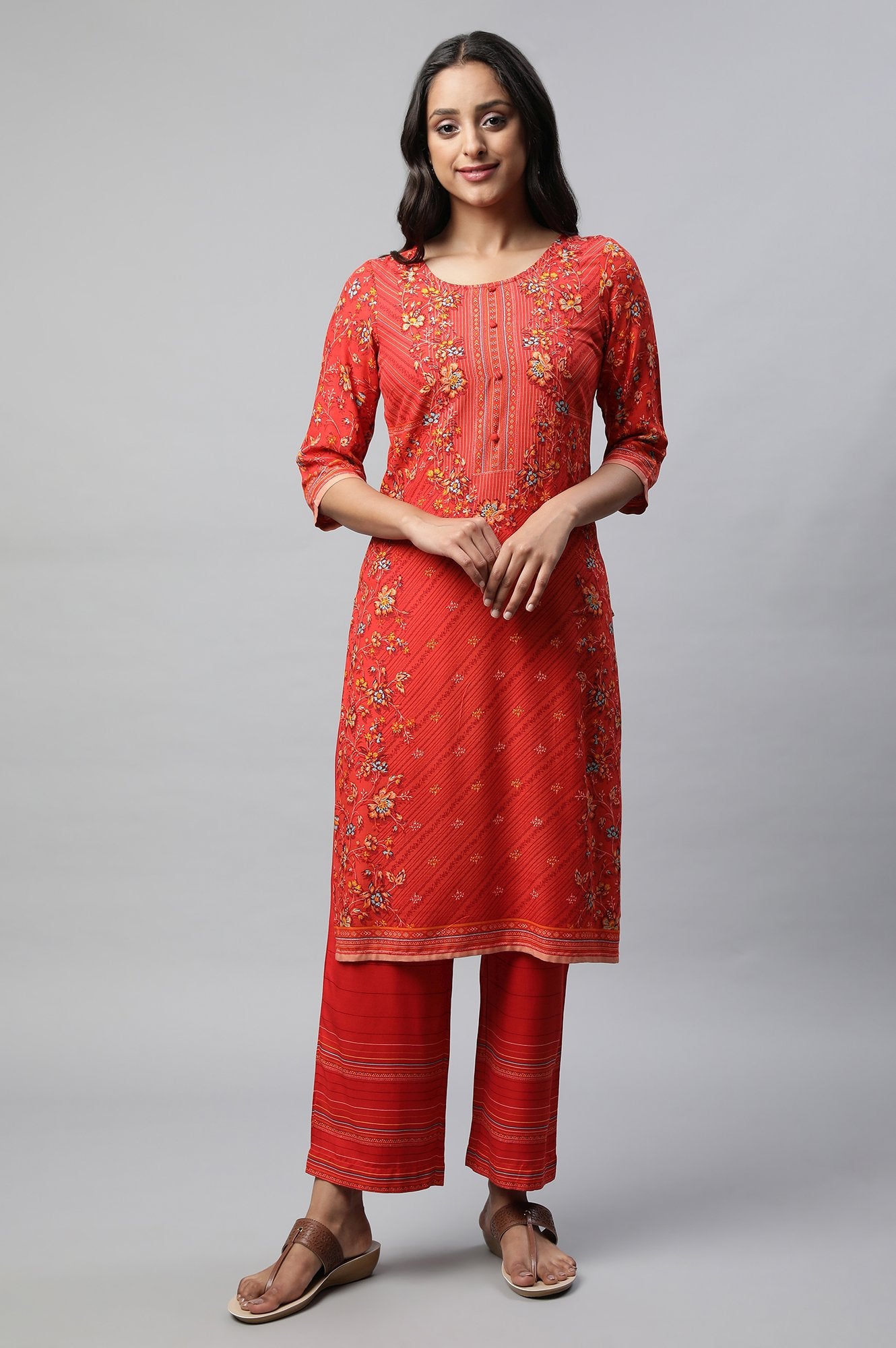 Red Printed Summer kurta Set