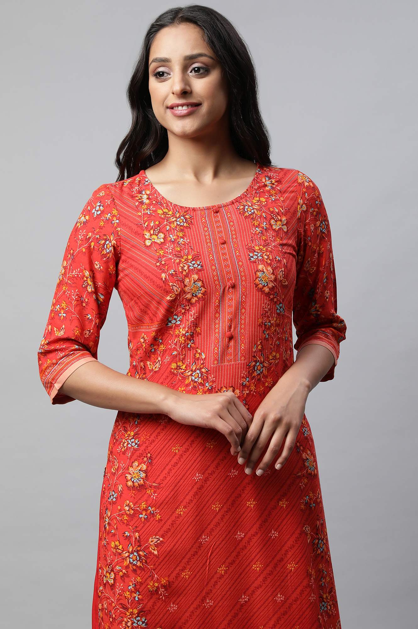 Red Printed Summer kurta Set