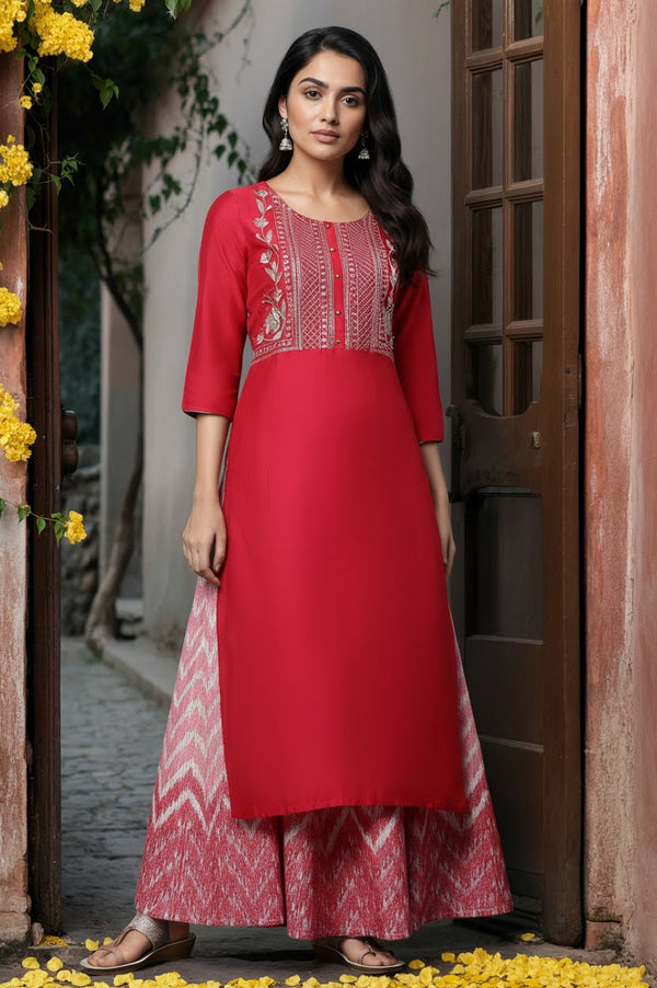 Pink Dori Embroidered Sequined Kurta