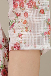 White Floral Embroidered Straight Kota Kurta