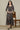 Black Floral Printed Flared Flowy Rayon Dress with Yellow Piping