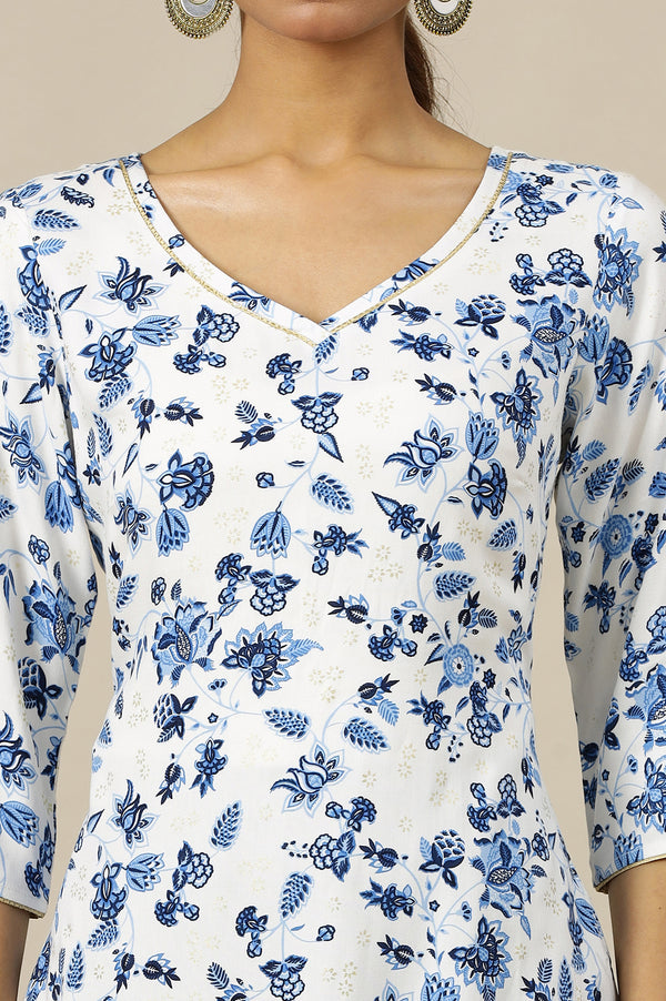 White Flared Kurta and Palazzo Set