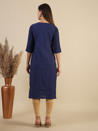 Blue Abstract Ombre Printed Sequined Straight Kurta