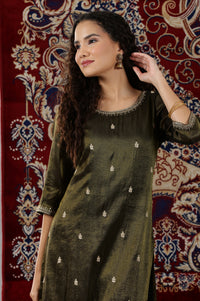 Black Solid Embellished Straight Tissue Kurta