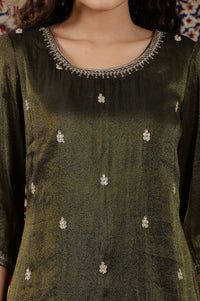 Black Solid Embellished Straight Tissue Kurta