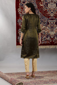 Black Solid Embellished Straight Tissue Kurta