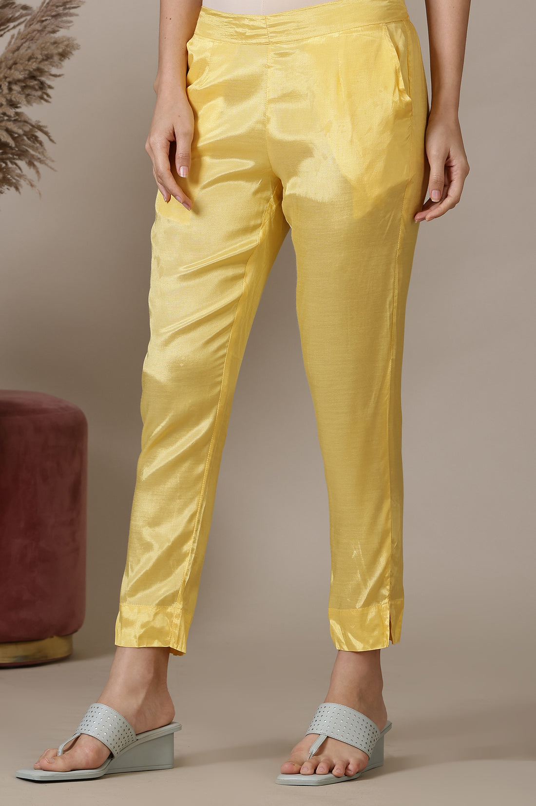 Yellow Taper Fit Trousers