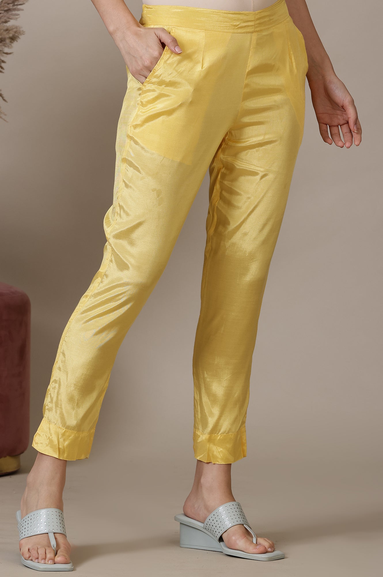 Yellow Taper Fit Trousers