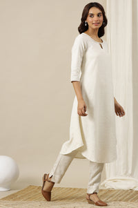 Light Beige Solid Rayon Flax Comfy Trousers with Pockets