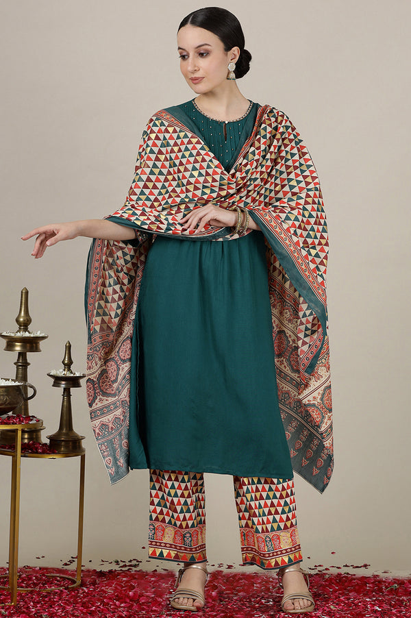 Multi-coloured Abstract Printed Straight Palazzo Pants in Ankle Length