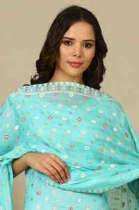 Sky Blue Abstract Printed Kota Dupatta