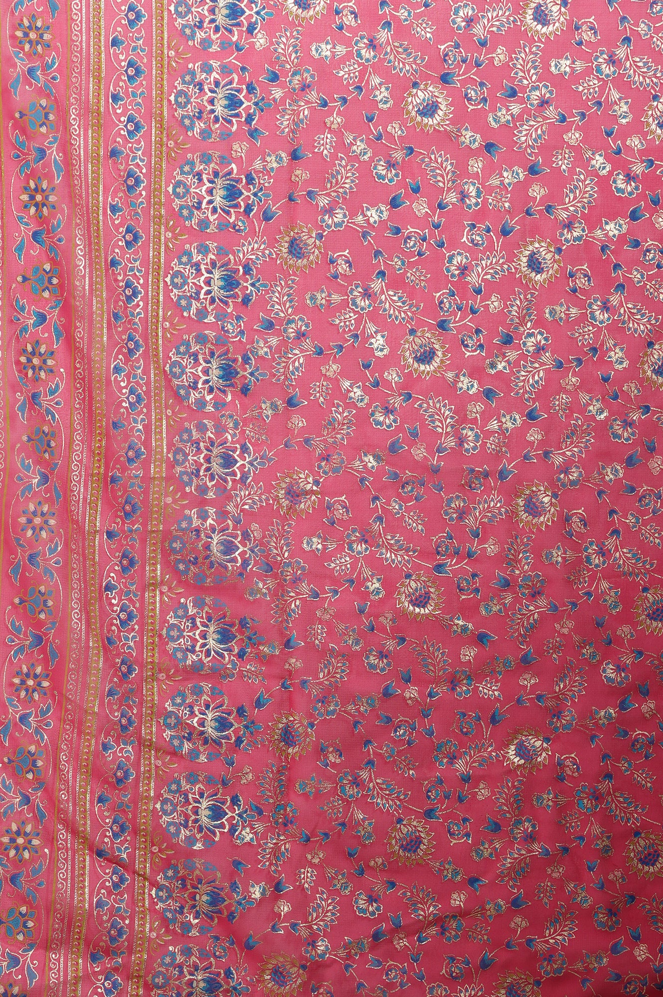 Magenta Pink Printed Festive Dupatta