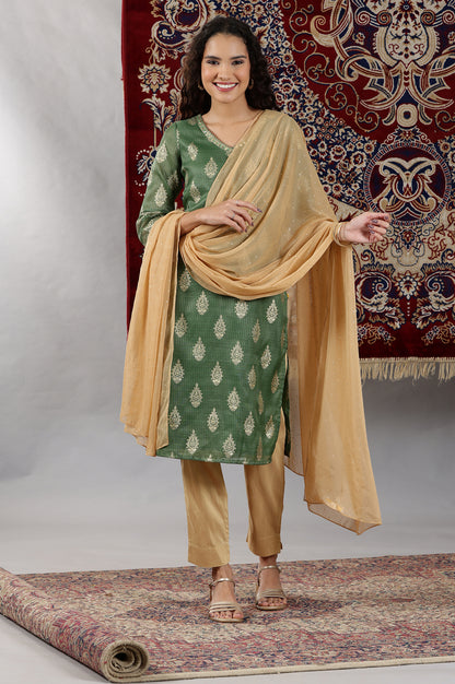 Gold Shimmer Polka Dots Printed Chiffon Dupatta