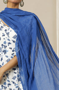 Blue Geometric Woven Pure Cotton Dupatta