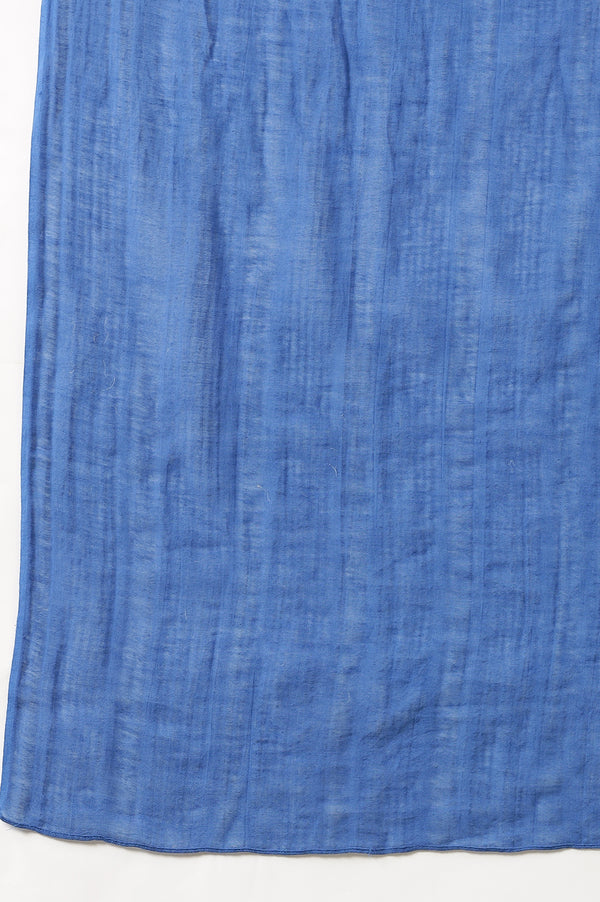 Blue Geometric Woven Pure Cotton Dupatta