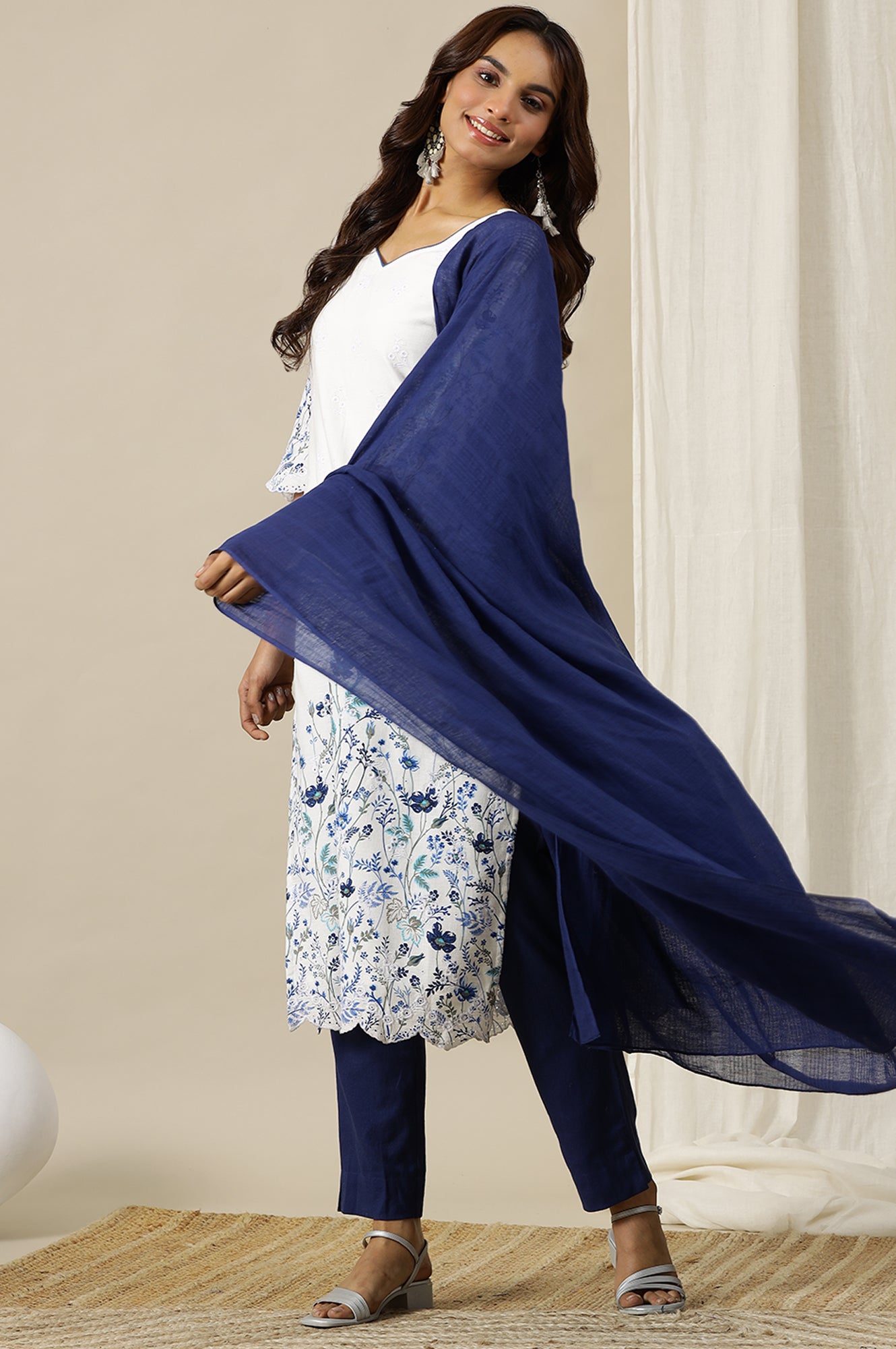 Blue Yard Dyed Pure Cotton Soft Dupatta