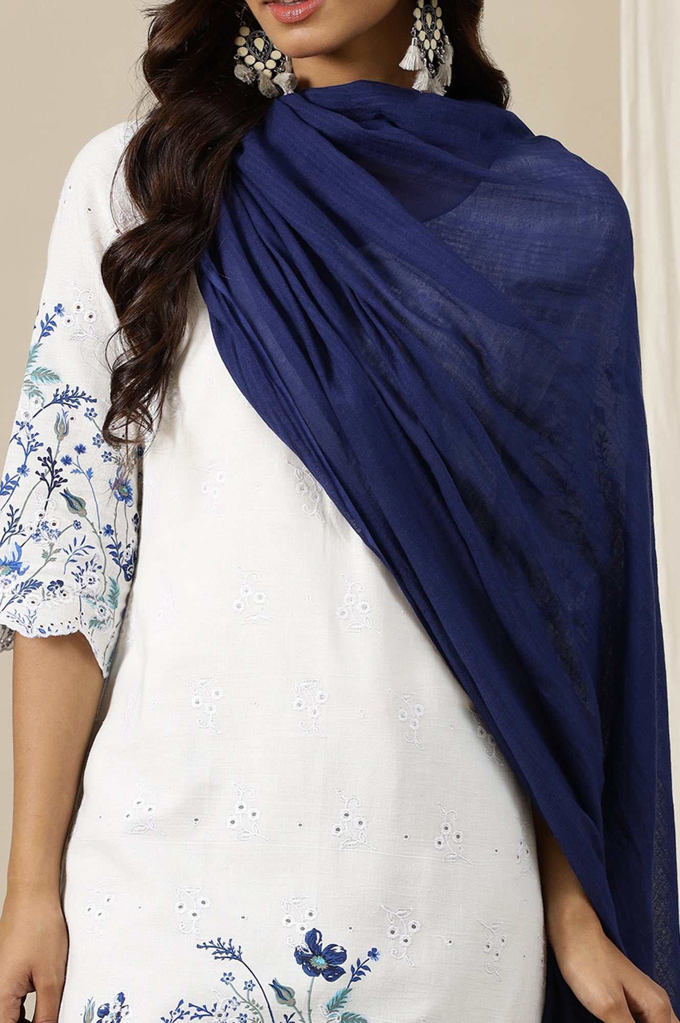 Blue Yard Dyed Pure Cotton Soft Dupatta