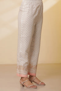 White Floral Foil Printed Straight Kurta, Palazzo and Dupatta Set