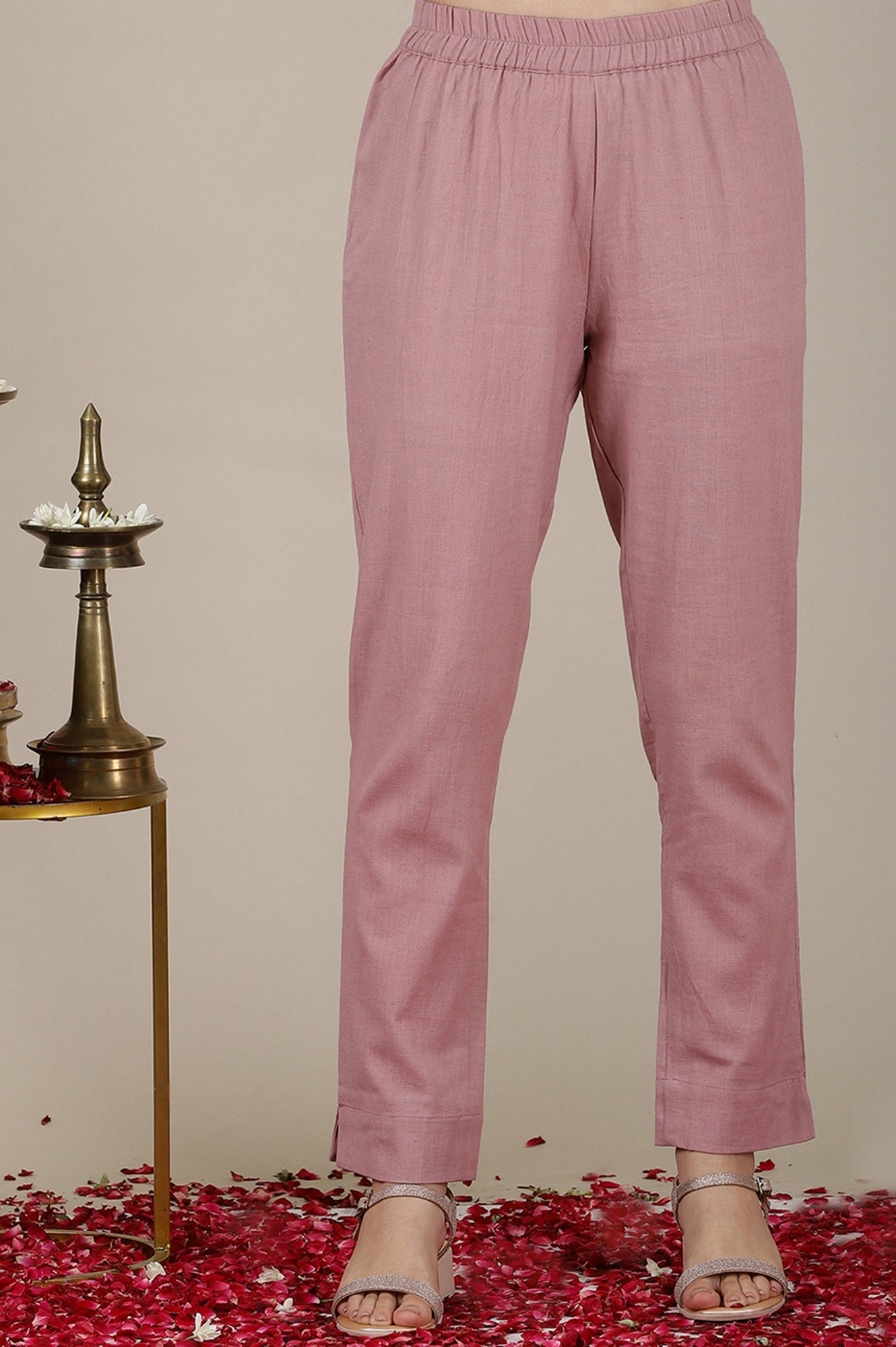 Onion Pink Yarn Dyed Dori Embroidered Anarkali Kurta, Trousers and Dupatta Set