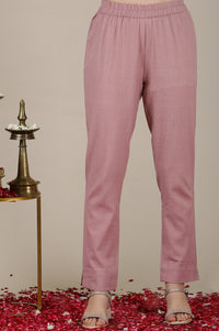 Onion Pink Yarn Dyed Dori Embroidered Anarkali Kurta, Trousers and Dupatta Set