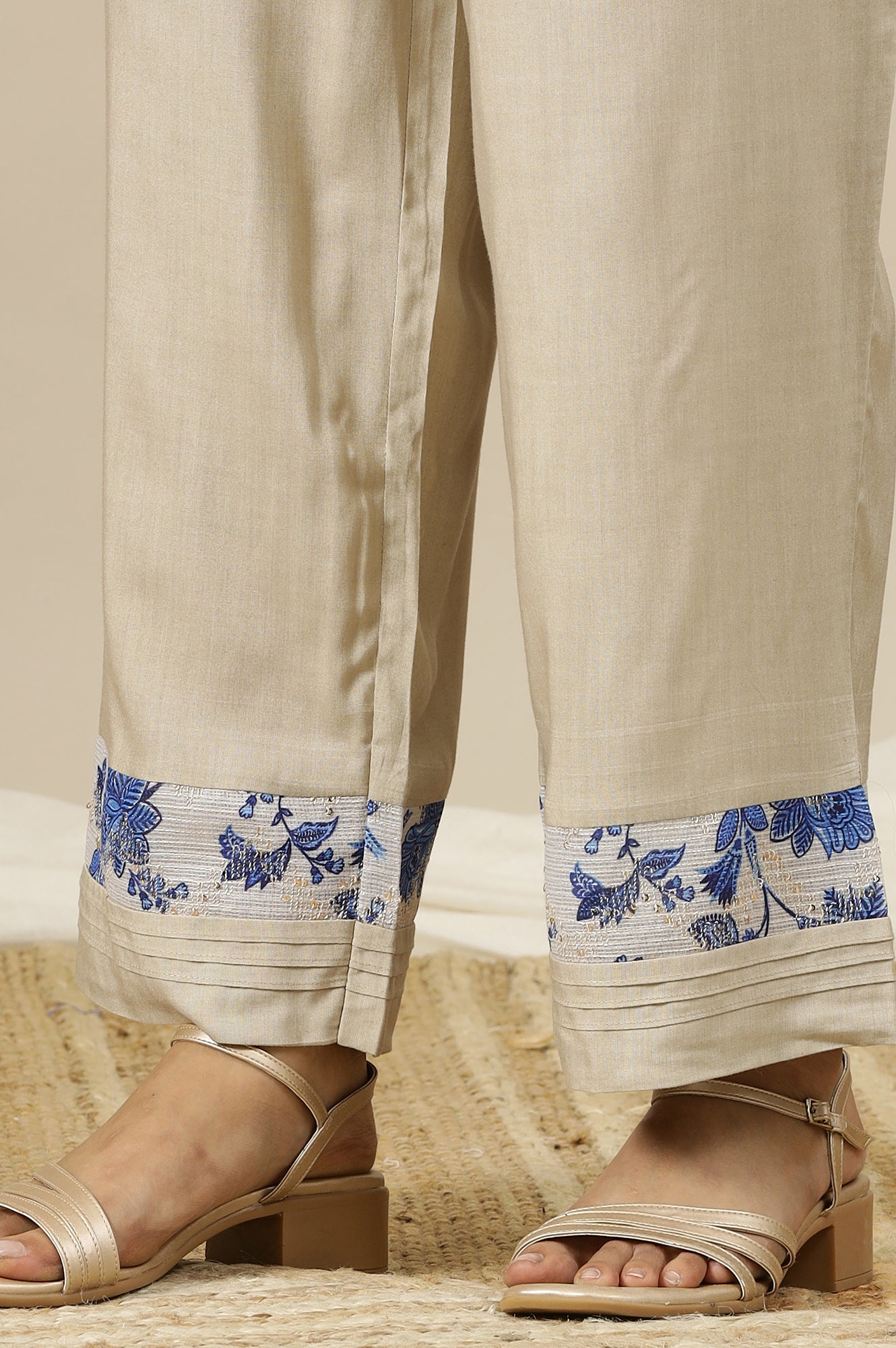 Buy Cream Floral Printed Zari Embroidered Flared Kurta and