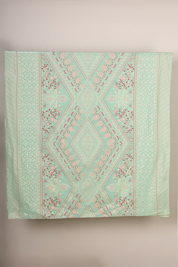 Pink Foil Floral Printed Sequined Kalidar Kurta, Tights and Dupatta Set