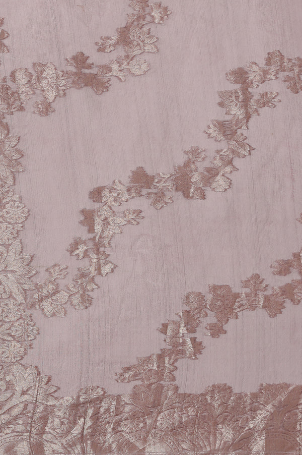 Wine Zari Embroidered Anarkali Kurta, Tights and Dupatta Set