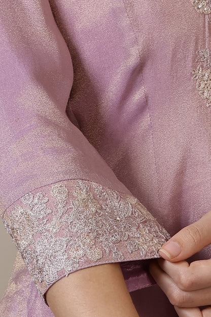 Lilac Embroidered Short Anarkali Kurti, Skirt nd Dupatta Set