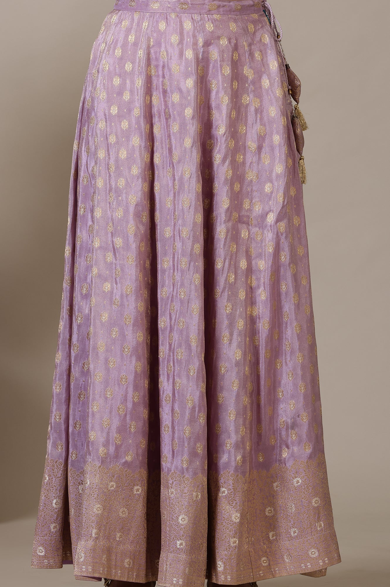 Lilac Embroidered Short Anarkali Kurti, Skirt nd Dupatta Set