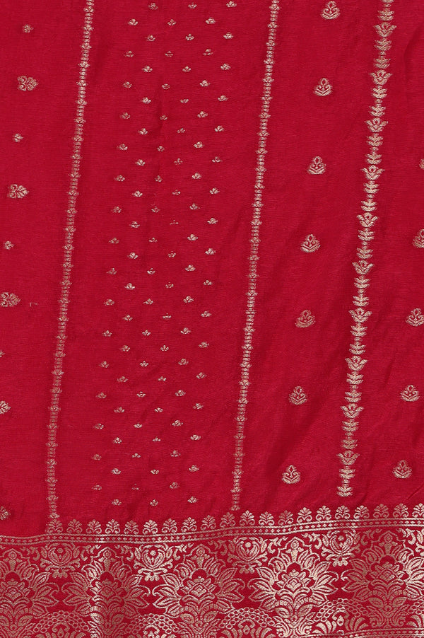 Pink Yarn Dyed Embellished Brocade Anarkali Dress and Dupatta Set