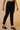 Black Solid Ankle Length Cotton Flax Trousers