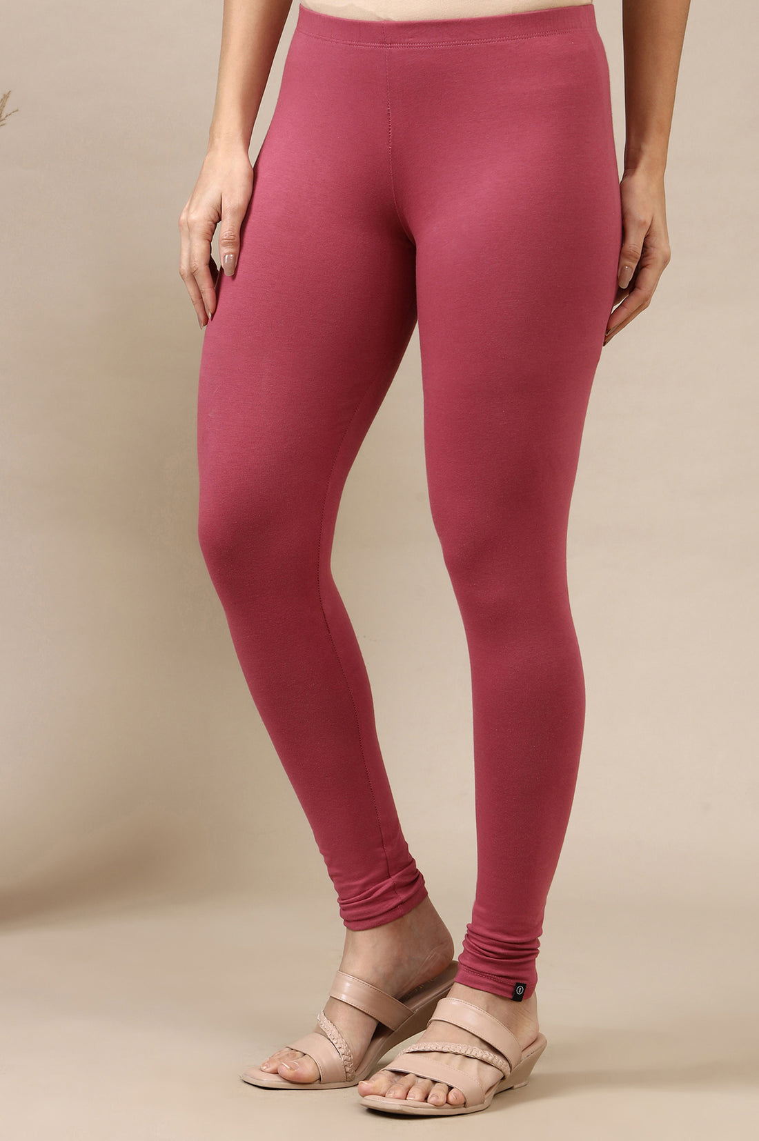 Purple Cotton Lycra Ankle Length Leggings