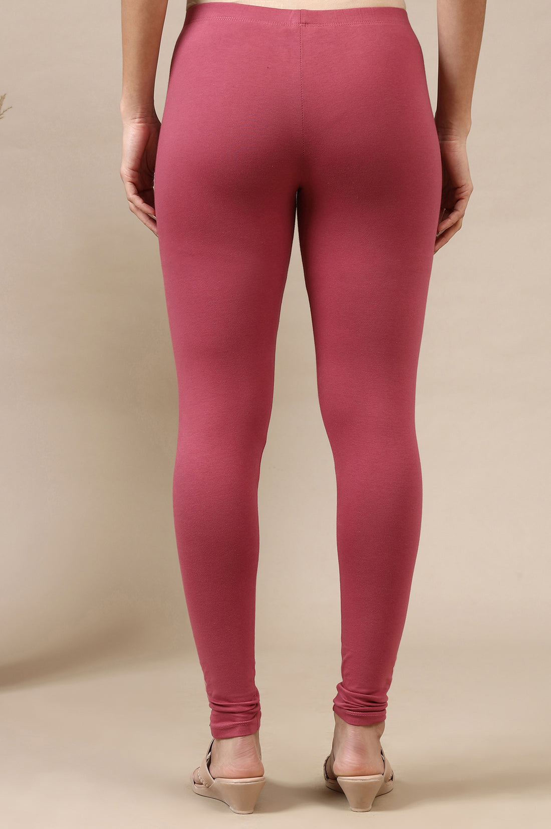 Purple Cotton Lycra Ankle Length Leggings