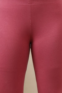 Purple Cotton Lycra Ankle Length Leggings